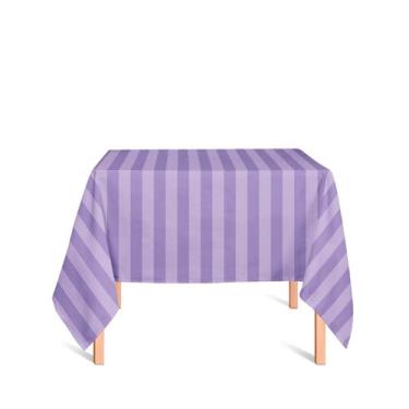 Imagem de Toalha de Mesa Quadrada em Tecido Jacquard Lilás Listrado Tradicional 