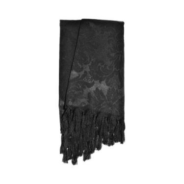 Imagem de Manta para sofá em Tecido Jacquard Preto Medalhão Tradicional - Jacqua