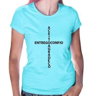 Imagem de Baby Look Entrego, Confio, Aceito, Agradeço - Foca na Moda, Azul claro