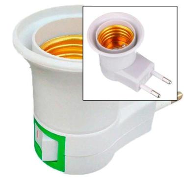 Imagem de Adaptador Tomada Bocal de Lâmpada - Botão Liga Desliga Bivolt E27 - Ce