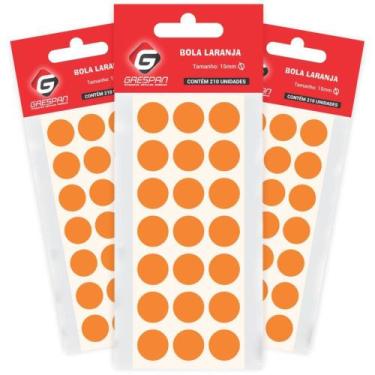 Imagem de Etiqueta Redonda Laranja 15MM com 210 Unidades - Cartela - Grespan