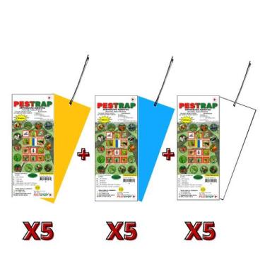 Imagem de Combo Armadilhas Adesivas Pestrap 5 Un De Cada Cor 25x10
