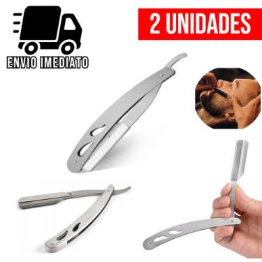 Imagem de Kit 2 Navalha de Barbear Profissional Aço Inox Navalhete de Acabamento