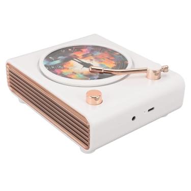 Imagem de Alto-falante Com Toca-discos, Qualidade de Som HIFI Vintage, Alto-falante Com Toca-discos Pequeno, Alto-falante Sem Fio, Com Luz Colorida, para Festa Em Casa (WHITE)