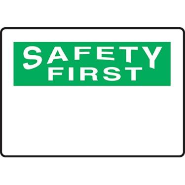 Imagem de Accuform MRBH969XV Placa adesiva dura-vinil, legenda "Safety First", 25,4 cm de comprimento x 35,5 cm de largura x 0 cm de espessura, verde sobre branco