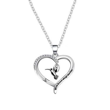 Imagem de Colar de beija-flor com asas corajosas She Flies joia inspiradora presente BFF, Cobre