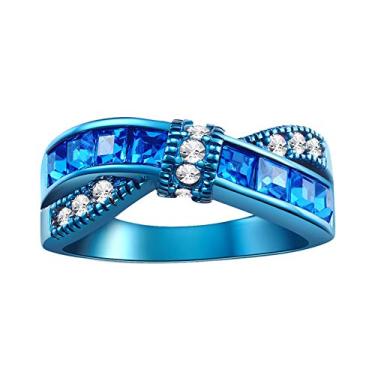 Imagem de Design de cinto banhado a ouro preto alianças de casamento femininas corte princesa vermelho CZ strass anel de noivado, Metal strass Metal, Zircônia cúbica
