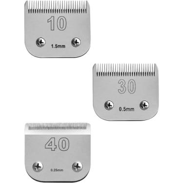 Imagem de VALLNEI Lâminas de cerâmica removíveis para cães de estimação tamanho 10/30/40, compatíveis com Oster A5, Wahl KM10 Series Clipper, comprimento de corte 1/100 a 1/50 a 1/40.6 cm, (10+30+40 (3 unidades