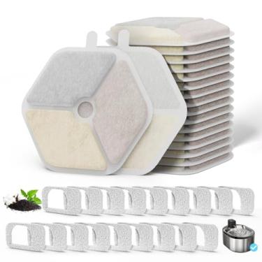 Imagem de Filtro 18+18 e esponjas para Smartoo fonte de água sem fio para gatos de 4,5 L, filtro de fonte de água ITSCUTE Cat, filtro de fonte de gato de filtragem tripla para filtros de substituição Smartoo