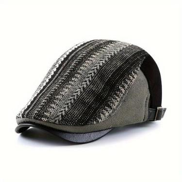 Imagem de Boina Vintage Estilo Britânico para Homens - Mistura de Algodão, Listr