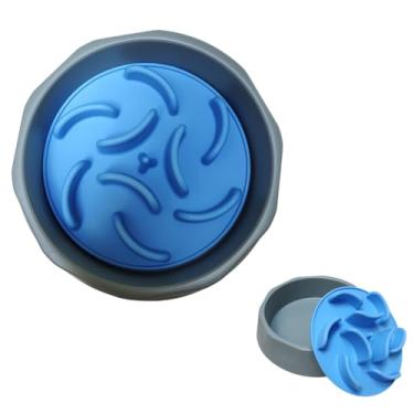 Imagem de Comedouro Lento para Cães e Gatos - Pote Plástico e Labirinto de Silicone - Incentivo a Mastigação - Tamanho Médio (Azul)