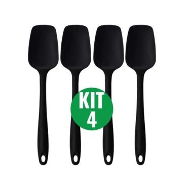 Imagem de KIT 4 de Espátulas Reta De Silicone Quadrada grande Espátula antiadere