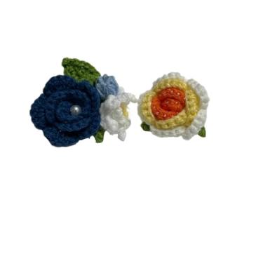 Imagem de Wtanrion Vintage fio trançado crochê rosa flor broche clipe feminino vestido decoração