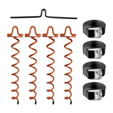 Imagem de menolana Acessórios para estacas de trampolim em espiral Kit de âncora Parafuso para tendas Car Ports Praia Jardim Cerca Balanços, Laranja