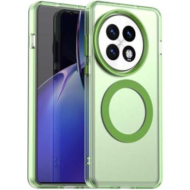 Imagem de NINKI Capa magnética compatível com OnePlus 13 capa de carregamento sem fio, [compatível com MagSafe] Capa fina de silicone policarbonato fosco translúcido para One Plus 13 capa de telefone para