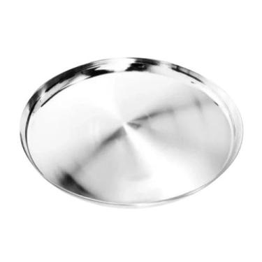 Imagem de Kit 03 Bandeja Redonda Inox 40cm Garçom Servir Restaurante - Kehome