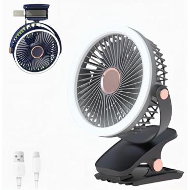 Imagem de Ventilador de Mesa Portátil Recarregável Mini Ventilador Silencioso com Bateria de Longa Duração 2400mAh LED Integrado 5 Velocidades Ajustáveis 360 Graus Ideal para Escritório e Usos Domésticos