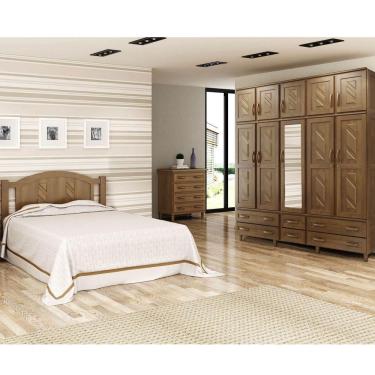 Imagem de Guarda-roupa 10 Portas Cama Cômoda 4 Gavetas Madeira Imbuia