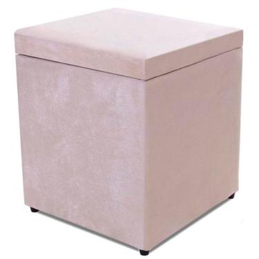 Imagem de Puff Baú Porta Objetos Suede Bege 40x40cm