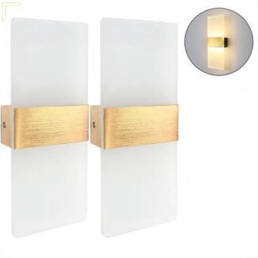 Imagem de Kit 2 Arandela Interna Sala Acrilico Jateado Led Integrado