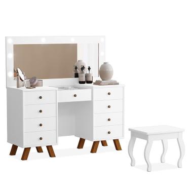 Imagem de Penteadeira Camarim Mila com Banqueta - Móveis Luapa Branco