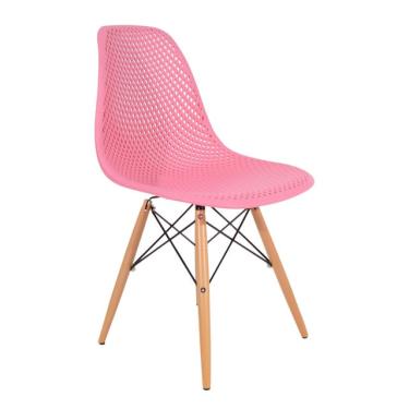 Imagem de Cadeira Eiffel Colméia - Base Madeira - Cor Rosa