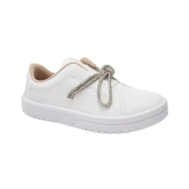 Imagem de Tênis Feminino Moleca Casual Branco Cristal Cadarço Brilhante, 37