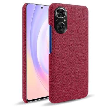 Imagem de Capa para Honor 50 SE,Capa desenhada em lona,Case Protetora Ultrafina com Empunhadura Macia,Design em Tecido Antichoque e Antiarranhões-Red