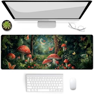 Imagem de VANZEV Tapete de mouse para jogos Mushroom Forest, tapete de mouse, tapete de mesa, base de borracha antiderrapante para computadores, laptop, escritório, escola, acessórios para casa, presentes 80 x