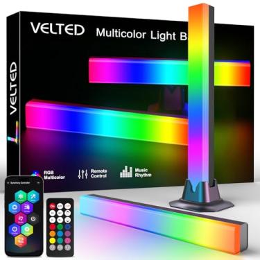 Imagem de velted Barra De Luz Rgb Velted, Barras Led Ic Com Sincronização Música Inteligente, Iluminação Ambiente Alimentada Por Usb, Fundo Para Tv Jogos Controle Remoto E Mudança Cor, Monitor Mesa Sala Pc