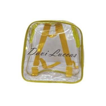 Imagem de MINI mochila INFALTIL PERSONALIZADA AMARELA e transparente escola viag