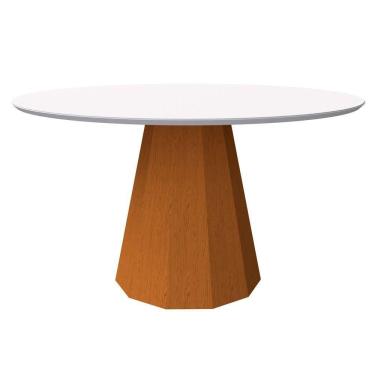 Imagem de Mesa De Jantar 6 Lugares 1,35m Tampo Vidro Ypê Off White