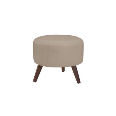 Imagem de Puff Decorativo Redondo Pés Palito Couro Bege