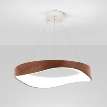 Imagem de Candeleiro de LED moderno, luminária pendente de anel, lâmpada pendurada de grãos com acabamento de transferência de água, lustre de LED moderno, lâmpadas de suspensão de metal redonda com t