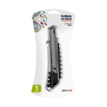 Imagem de ESTILETE LARGO METAL EMBORRACHADO 18MM BLISTER UND LEOARTE