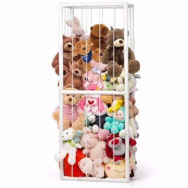 Imagem de BomSaluka Armazenamento de animais de pelúcia, organizador de brinquedo infantil com faixa elástica, tubo de PVC espesso, suporte grande para animais de pelúcia para berçário, sala de jogos, quarto