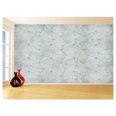 Imagem de Papel De Parede Concreto Linhas Azul Turquesa 3,5M Kkt266 - Você Decor