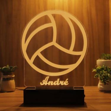 Imagem de Luminária Abajur Bola de Vôlei LED Amarelo - Bold