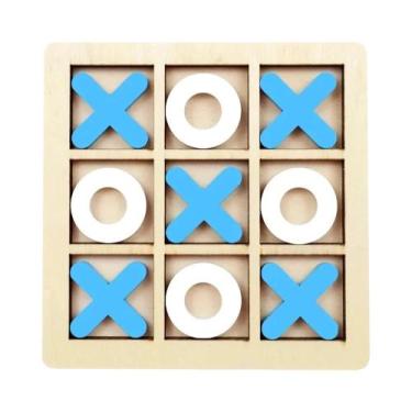 Imagem de Jogo De Xadrez Infantil De Madeira XO Montessori Brinquedo Educacional