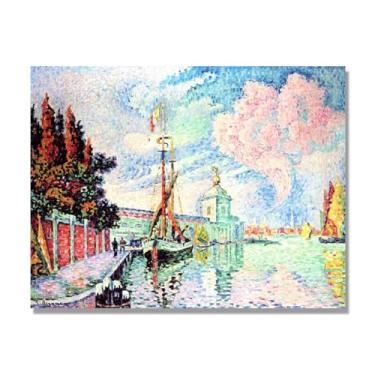 Imagem de NHLDZYH Paul Signac Prints, (A Alfândega), reproduções de pinturas famosas, imagem de arte abstrata para sala de estar quarto decoração de casa. Tela de 80 x 105 cm - 31,5 x 41,3 pol
