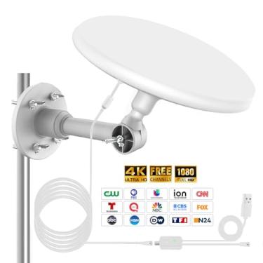 Imagem de Antena de TV omnidirecional externa, antena externa para Smart TV, sinal HD digital de recepção de longo alcance de 720°, com cabo HDTV de 10,7 m, para sótão/trailer/trailer/barco, 2025 mais recente