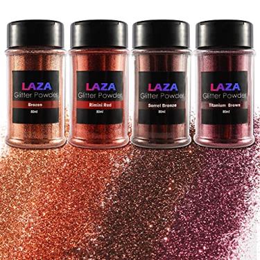 Imagem de Laza Glitter ultrafino, 4 cores, 80 ml, artes e artesanato, glitter, mistura de lantejoulas, pó ultrafino, para arte em unhas de resina, epóxi, decoração de geleca, cartão de casamento, flores, scrapbook - marrom cobre