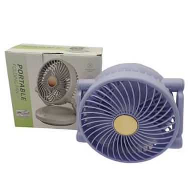 Imagem de Ventilador de Mesa | Ventilador Portátil Silencioso Para Arrefecimento em Escritório - Ventilador Oscilante Dobrável Com Luzes LED a Baterias Para Exterior Casa Escritório