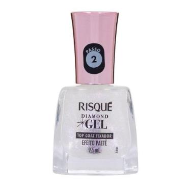 Imagem de Esmalte Risqué Diamond Gel Top Coat Fixador Efeito Paetê 9,5ml