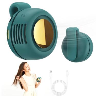 Imagem de VYWmna Mini ventilador silencioso portátil sem lâmina, ventilador de encaixe de 3 velocidades rotativo de 360°, adequado para uso ao ar livre, viagens e escritório, acessório de viagem (verde)