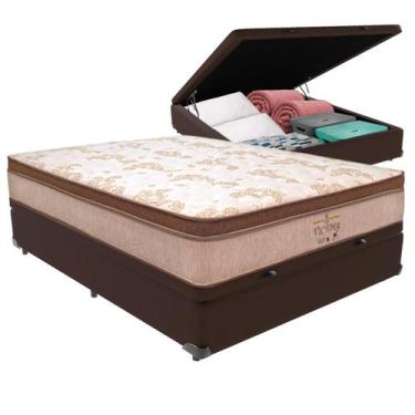 Imagem de Cama Box Baú Viúvo Marrom e Colchão Victory Molas V-Tech