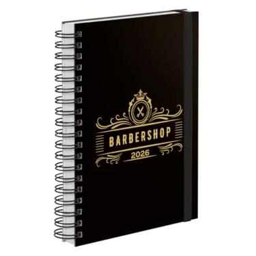Imagem de Agenda Comercial 2026 Plus Capa Dura Barbearia Barbershop Preto Ouro