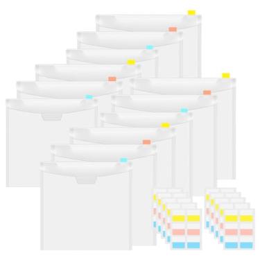 Imagem de Cldamecy 12 envelopes transparentes para scrapbook, bolsos de armazenamento, mangas para guardar papel de 30,5 x 30,48 cm, papel-cartolina, restos de vinil com 60 peças de adesivos
