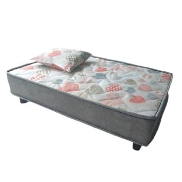 Imagem de Cama Box Pet Impermeável Ortopédica Grande| Espuma D23 + Travesseiro | Suporta até 100kg (G coração,Grande)