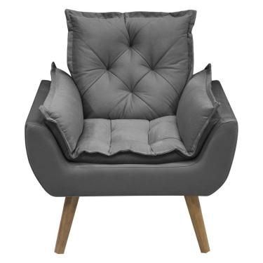 Imagem de Kit Com 2 Poltronas Opala Conforto Decorativa Em Veludo Chumbo